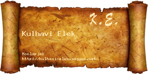 Kulhavi Elek névjegykártya