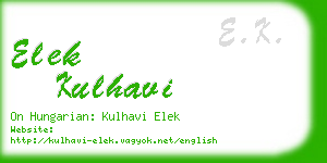 elek kulhavi business card